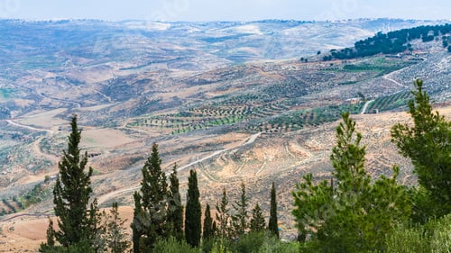 Preview: panorama Promised Land from Mount Nebo in winter