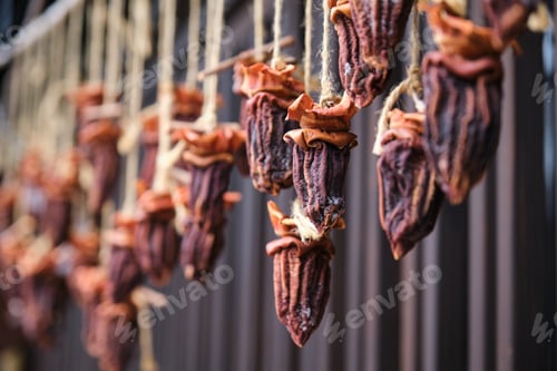 Preview: Dried Hachiya Persimmon hanging in a japanese street, Takayama town, Japan.