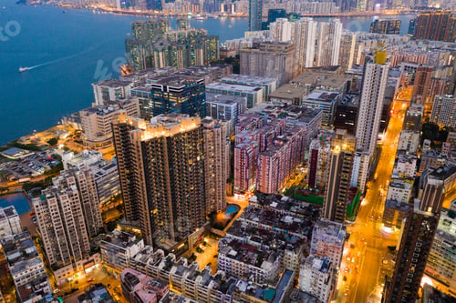 Preview: To Kwa Wan, Hong Kong 10 May 2019: Top view of Hong Kong city at night