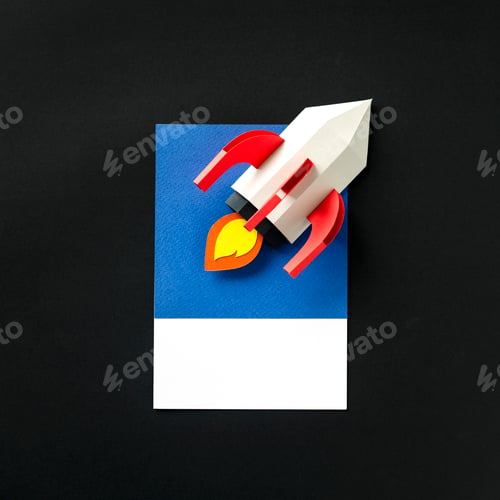 Preview: Paper craft art of a rocket ship