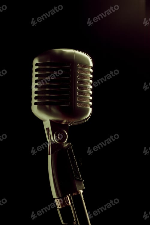 Preview: vintage microphone over black