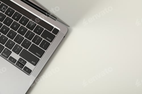 Preview: An open laptop on a white table