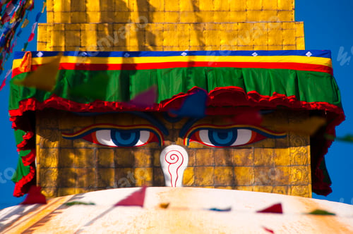 Preview: The Wisdom eyes on Boudhanath stupa landmark of Kathmandu , Nepal