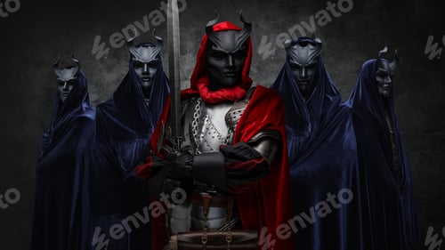 Preview: Five members of mysterious cult against dark background