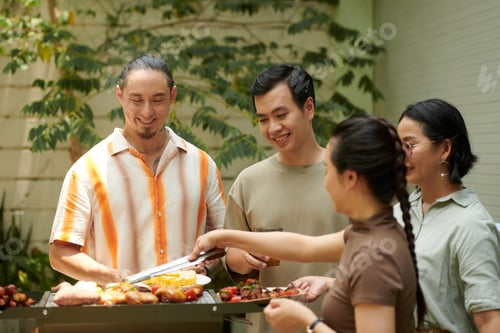 Preview: Friends Grilling Meat and Vegetables