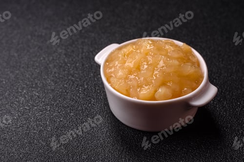 Preview: Apple sweet sauce, baby food, canned ingredient for desserts. Apple sauce