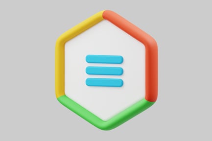 Preview: Hexagon with colorful border and blue bars