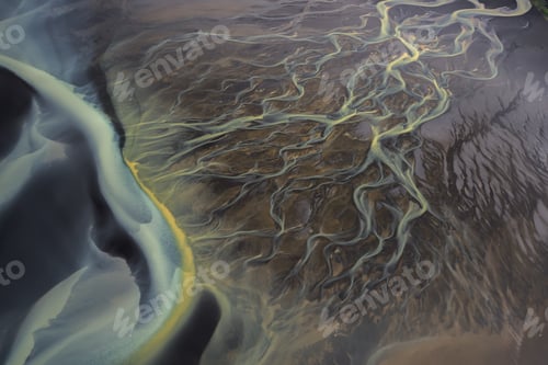 Preview: Aerial view of Glacier rivers in Iceland