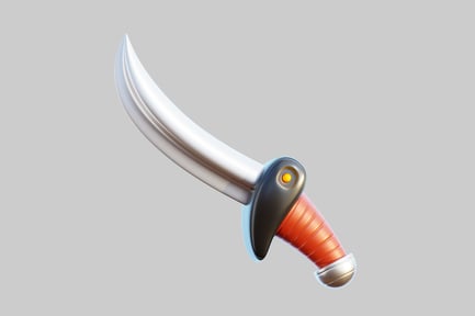 Preview: Curved silver blade with red handle