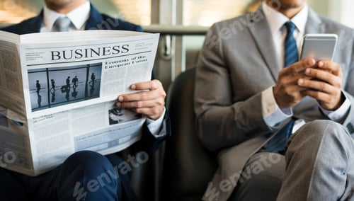 Preview: Business Men Break Sit Read Newspaper