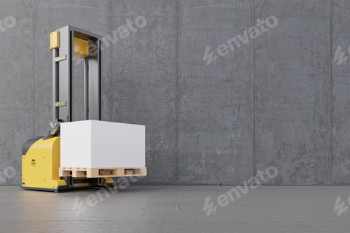 Preview: AGV Forklift transporting on a concrete wall and flooring.