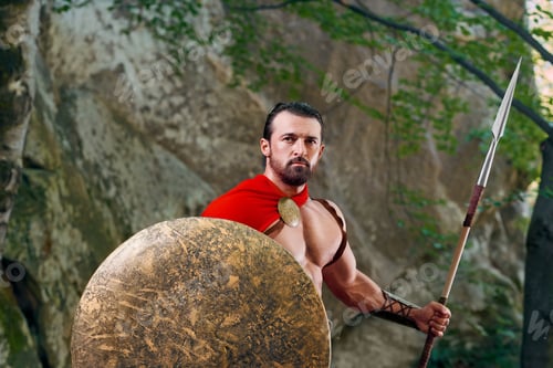 Preview: Mature Spartan warrior in the woods