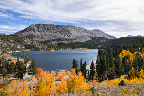 Preview: Aerial view of Rock Creek Lake in the Eastern Sierra mountains, California
