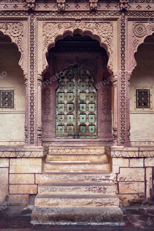 Preview: Arched gateway in Mehrangarh fort. Jodhpur, Rajasthan, India