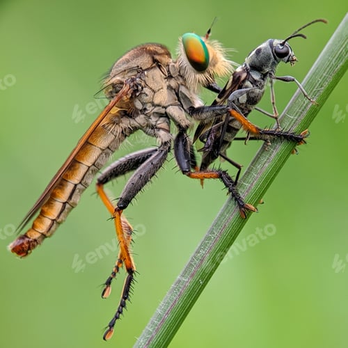 Preview: eating moment of robberfly