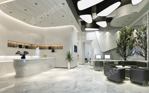 Preview: 3d rendering modern luxury hotel reception and lounge office