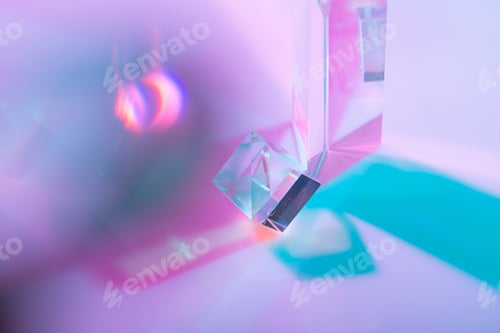 Preview: Glass crystal prism. Multicolor light effect