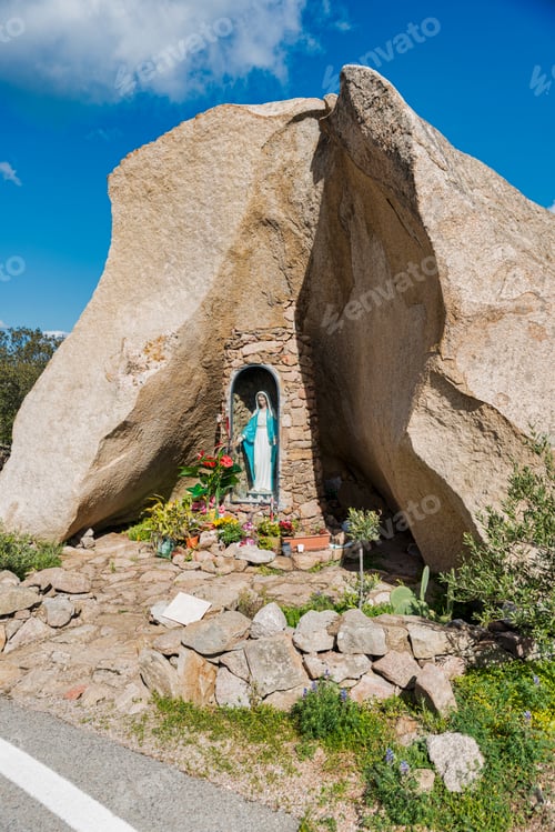 Preview: catholic monument at the road on sardinia