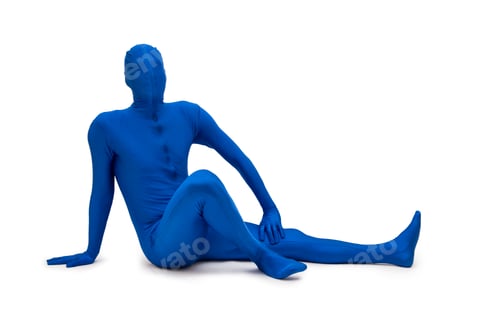 Preview: Mysterious blue man in blue suit lying on the floor
