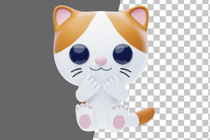 Preview: Shy Cat Character 3D Illustration