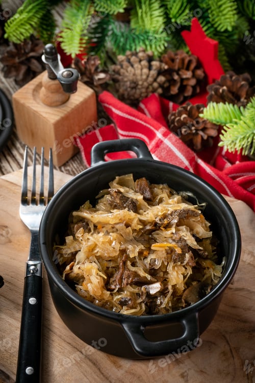Preview: Traditional polish sauerkraut with mushrooms.