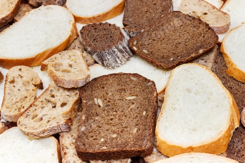 Preview: Many slices of bread as background. Top view
