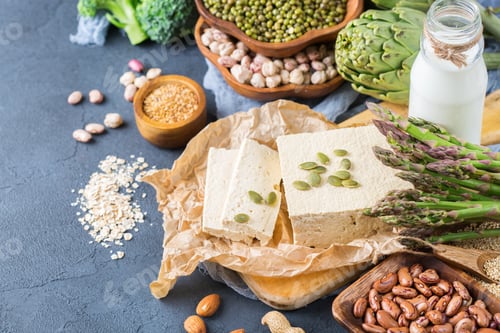 Preview: Assortment of healthy vegan protein source and body building food
