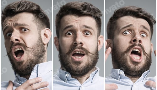 Preview: Expressive Adult Man with Shocked Expression