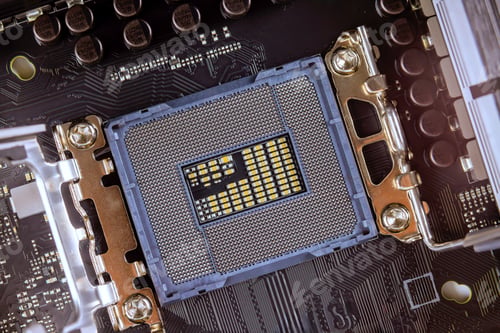 Preview: Repairs to a PC at CPU mounting motherboard including connector socket for processor computer chip