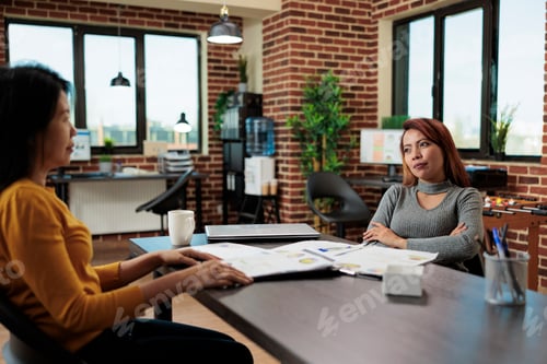 Preview: Entrepreneur women standing at table during business meeting
