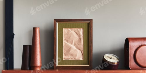 Preview: Minimalist composition on wooden shelf