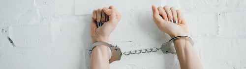 Preview: panoramic shot of woman with handcuffed hands