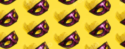 Preview: Festive face mask pattern for carnival or masquerade celebration on colored background