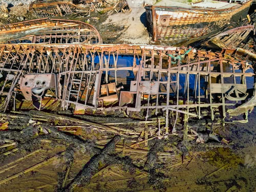 Preview: Ship cemetery on the coast of the Barents Sea in Teriberka.