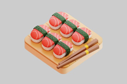 Preview: 3D Salmon Nigiri Platter