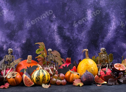 Preview: Halloween composition with autumn fruits