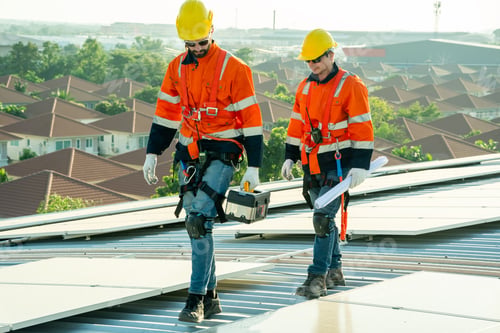 Preview: Engineer working setup Solar panel at the roof top. Engineer or worker work on solar panels or solar