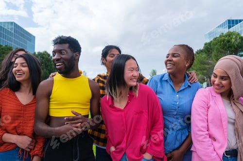 Preview: Group of diverse young people fighting for pride