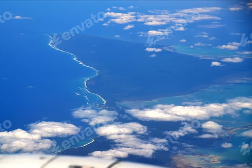 Preview: Aerial view of the island of St. Lucia in the Caribbean ocean as you approach the airport.