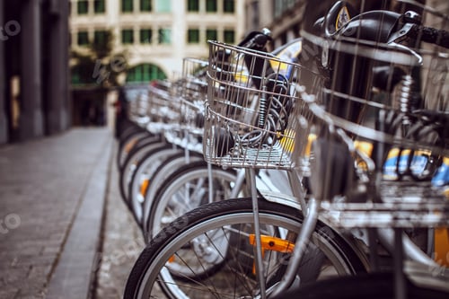 Preview: City bicycles on street parking.