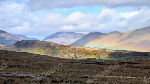 Preview: Beautiful landscape scenery, mountains at Lackavrea, Maum, Connemara national park