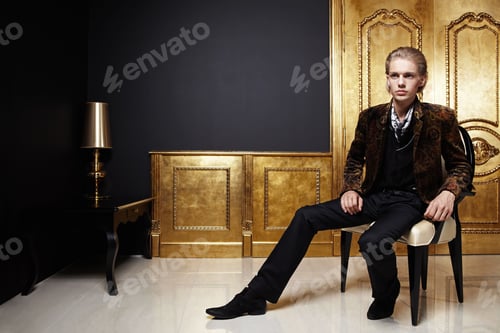 Preview: The young man in a magnificent interior