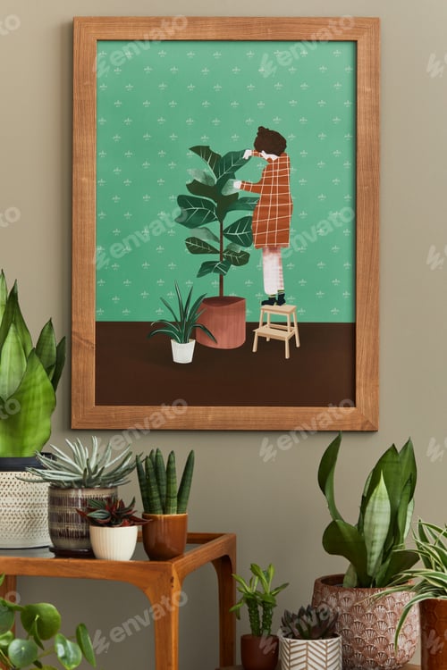 Preview: Stylish botany composition of home garden interior