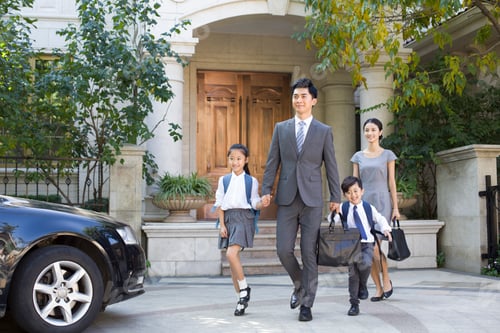 Preview: Young couple sending their children to school