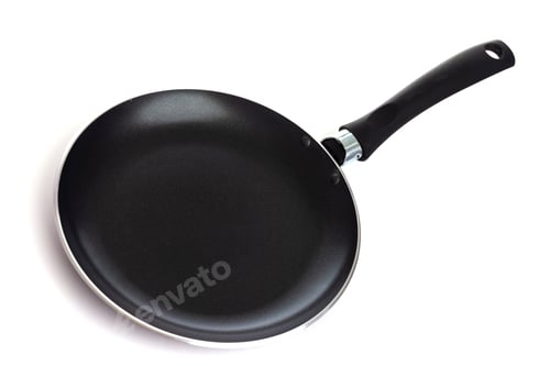 Preview: kitchen pan with black non-stick coating on a white background