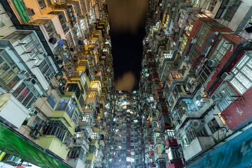 Preview: Urban Hong Kong with compact building at night