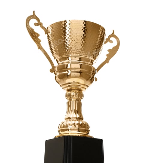Preview: Shiny gold cup on white background. Winner's trophy