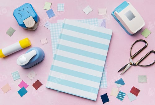 Preview: Scrapbooking craft supplies with notebook and punches