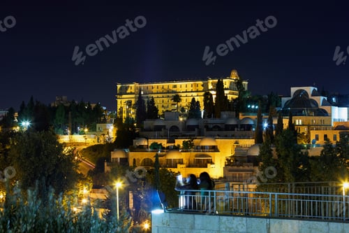 Preview: View of Jerusalem at night with beautiful lighting