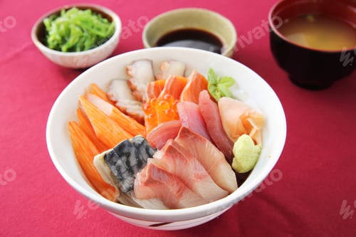 Preview: Sushi Don , Raw Salmon Tuna Octopus On Rice